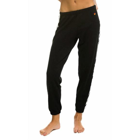 NEW AVIATOR NATION stripe sweatpant in zebra/black - Picture 2 of 4